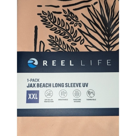 Reel Life Jax Beach Peach UV Long Sleeve Breathable Thumb Hole Shirt XXL NWT - Picture 4 of 8